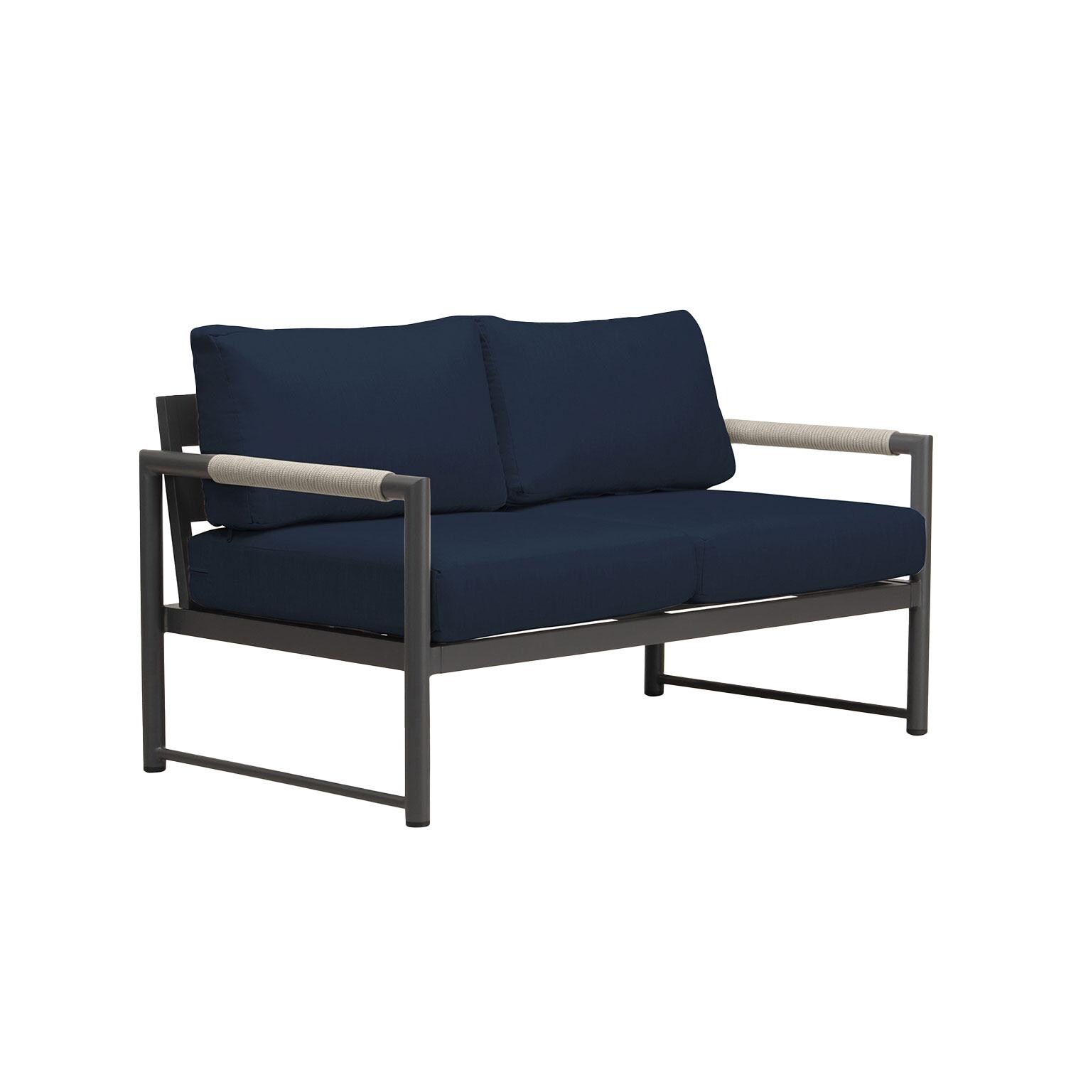 Lakeview AVEBAY-SL-PG-LS-IN Avenue Bay Slate/Pebble Gray Loveseat - Spectrum Indigo - Angled - White Background thumbnail