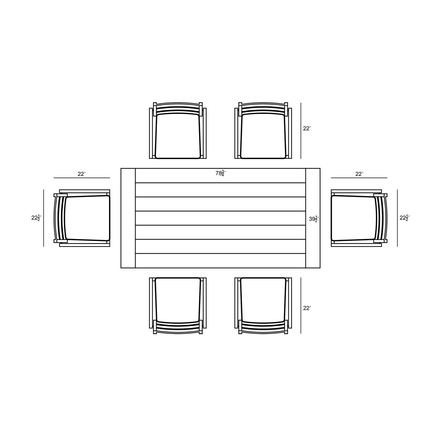 Calm Bay Mill 7 Pc Reclaimed Teak Dining Set in Black/Heather Beige by Lakeview - Dimensional 2 thumbnail