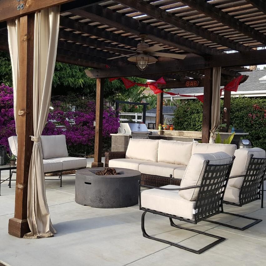 Provence 2 Person Wrought Iron Loveseat w/ Self Welt in Pewter/Spectrum Carbon by Sunset West - Shown w/ Companion Pieces - Lifestyle thumbnail