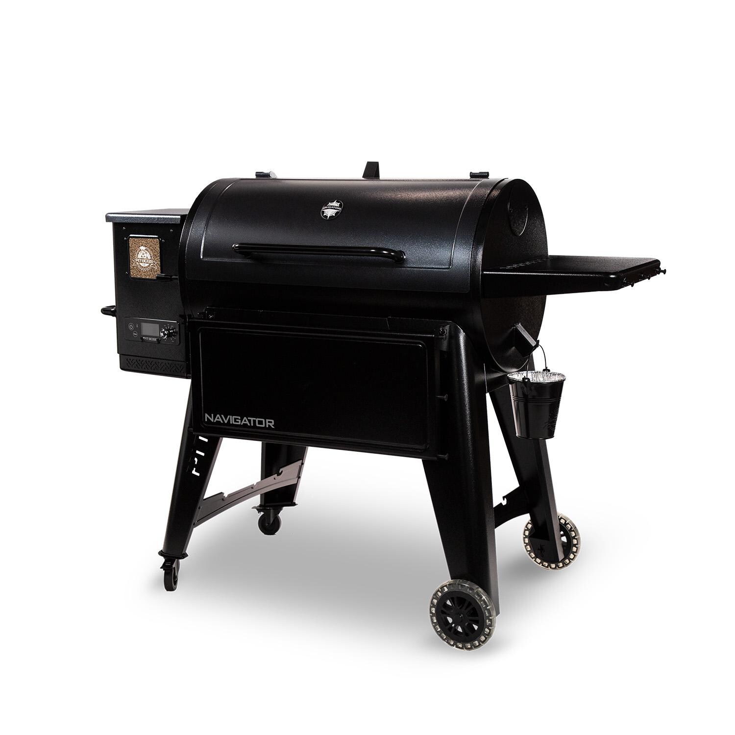 Pit Boss PBPEL115010528 Navigator 1150 Wood Pellet Grill W/ Cover & Folding Front Shelf - Right Side View Closed thumbnail