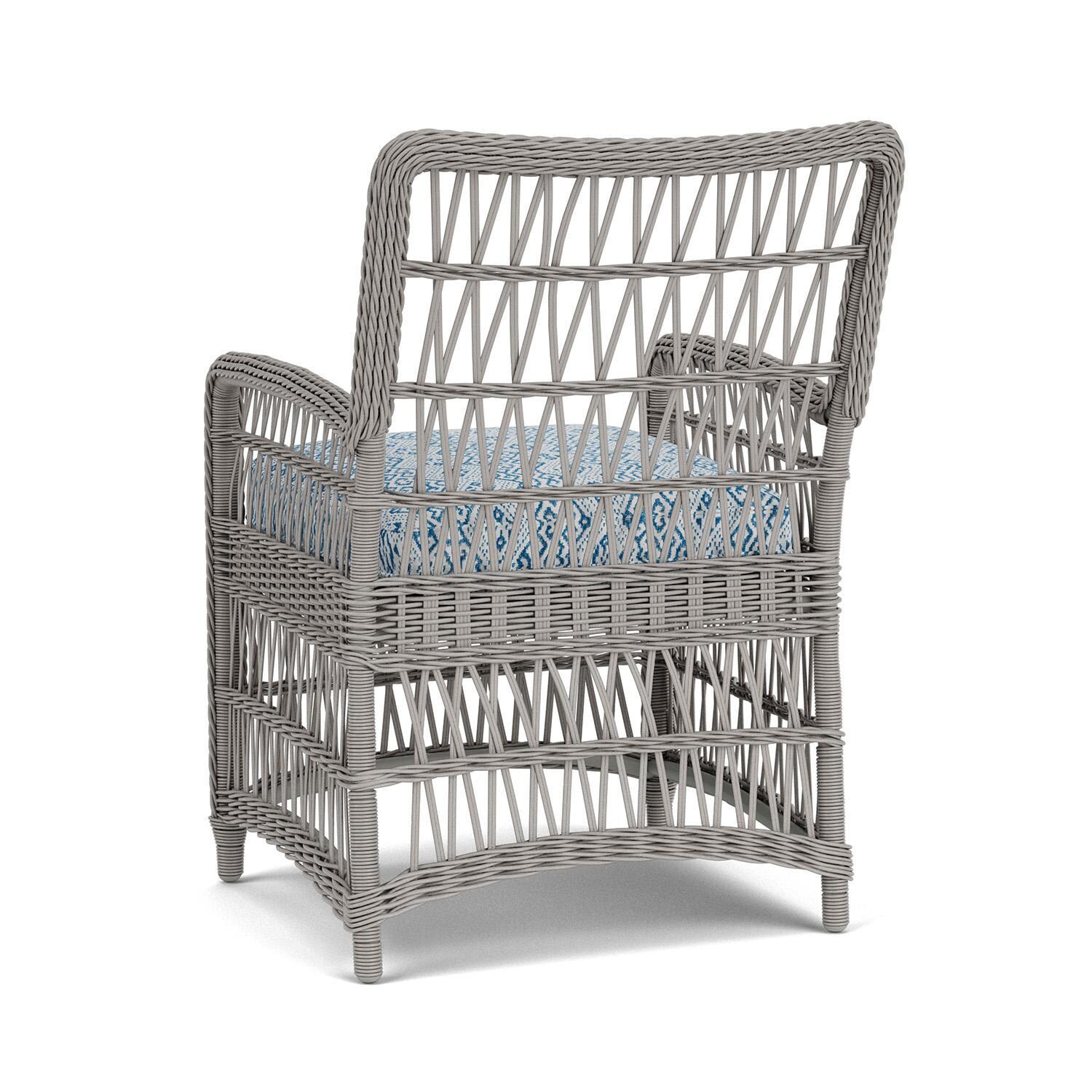 Lloyd Flanders Mackinac Dining Armchair in Putty Finish with Aman Capri Fabric - Rear Left thumbnail