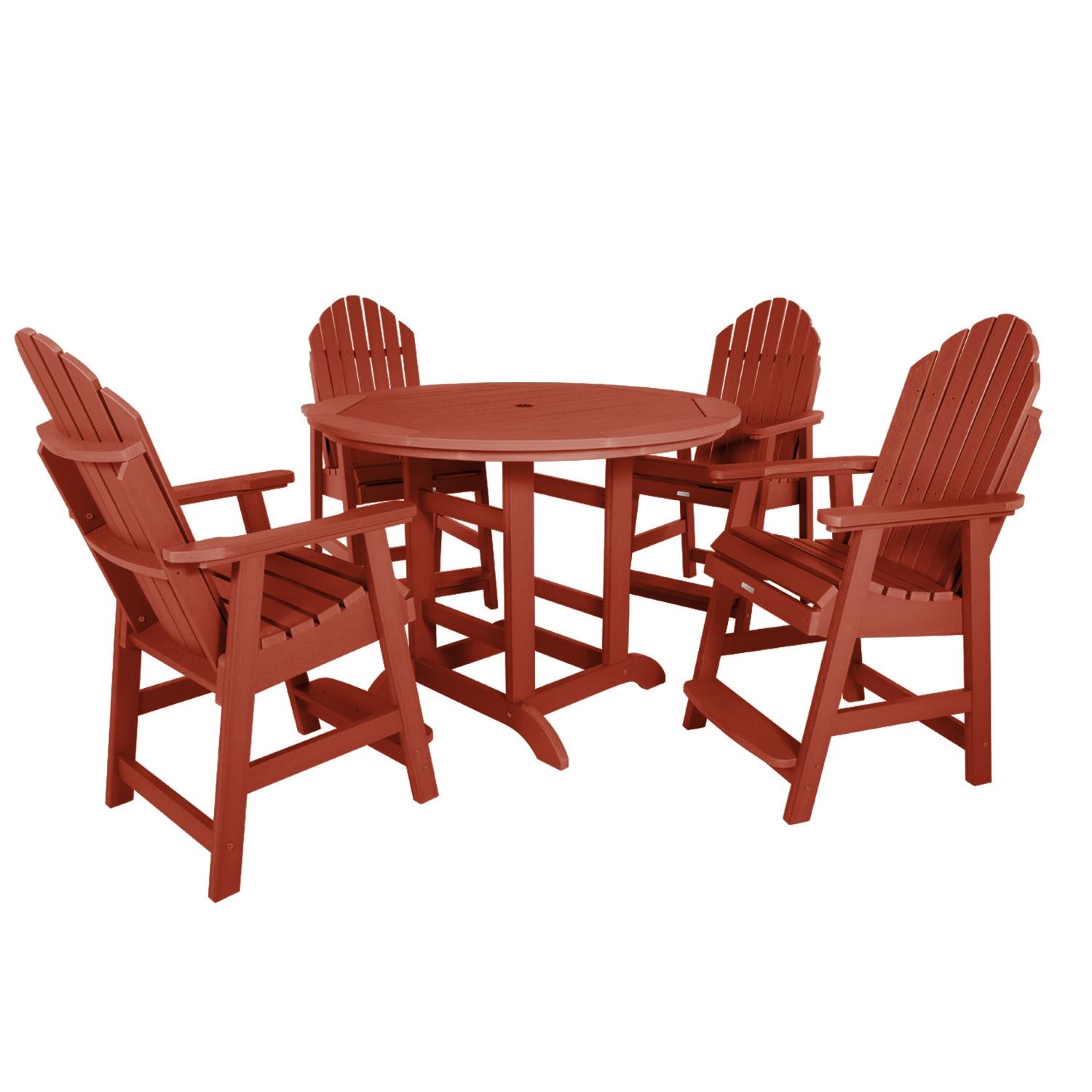 Dream Bay 5 Pc Set Recycled Plastic Counter Height Dining Set In Rustic Red By Lakeview - White Background thumbnail