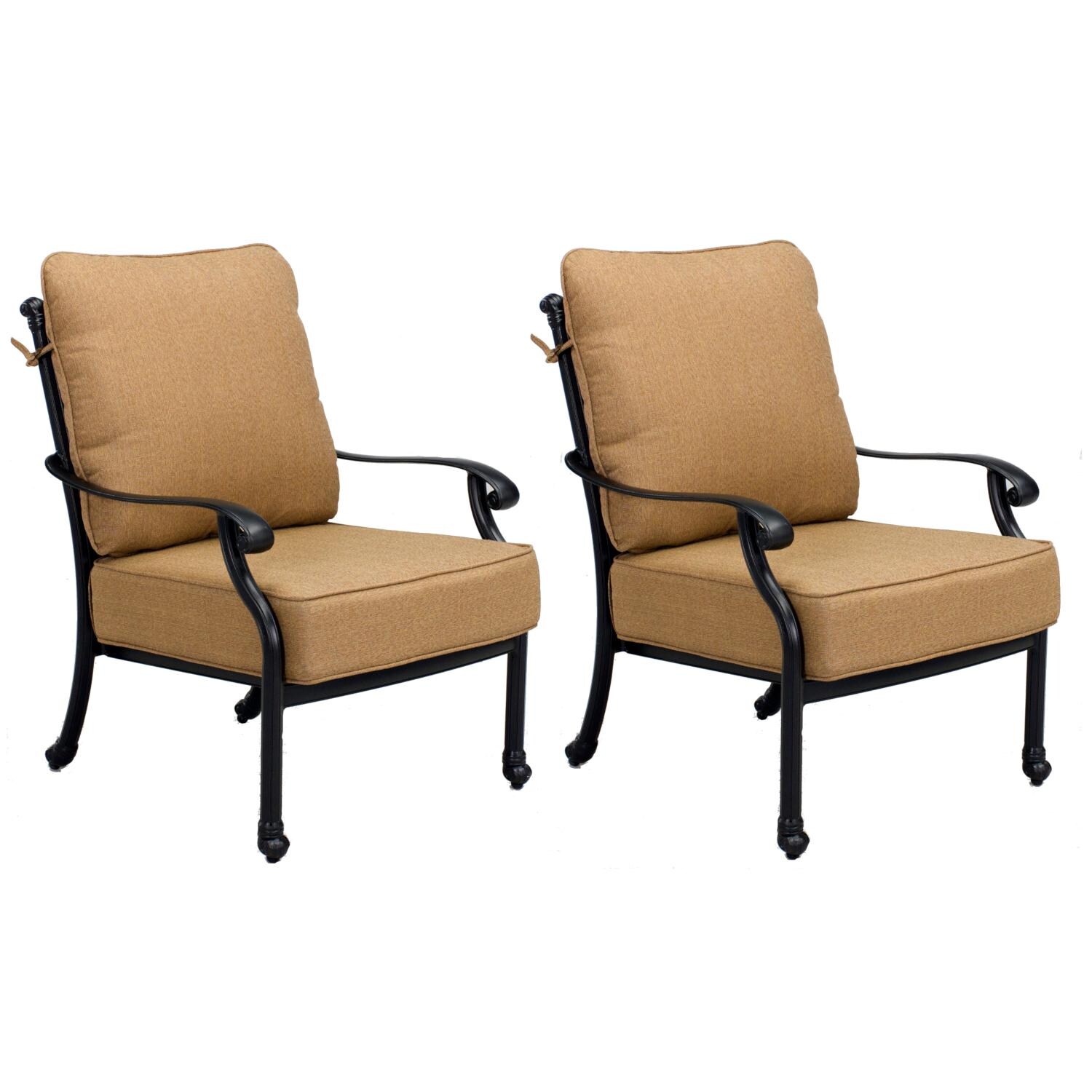 Darlee 201658-1-2 Madison 2 Piece Cast Aluminum Patio Club Chair Set W/ Sesame Polyester Cushions thumbnail