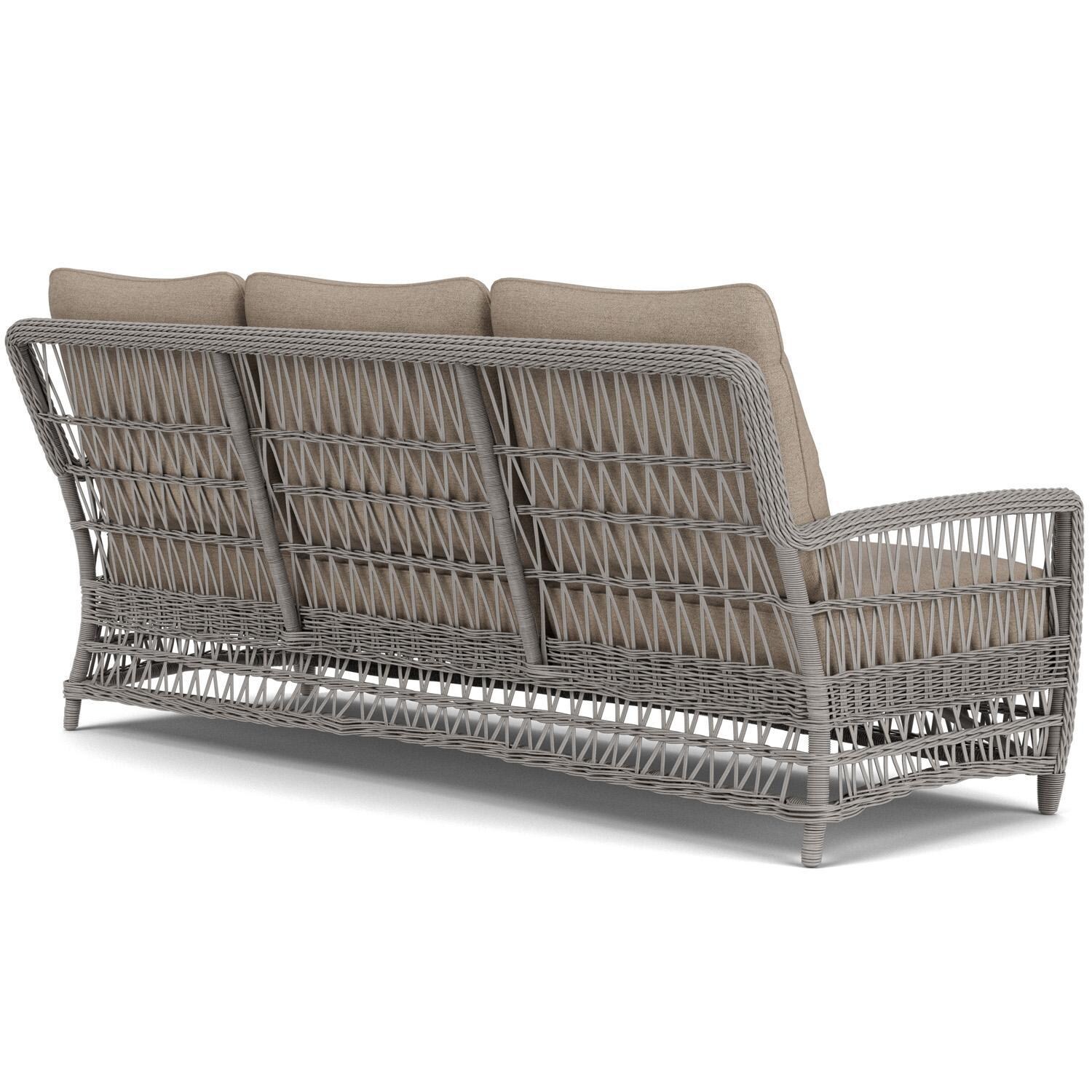 Lloyd Flanders Mackinac Sofa in Putty Finish with Demo Oatmeal Fabric - Rear Right thumbnail