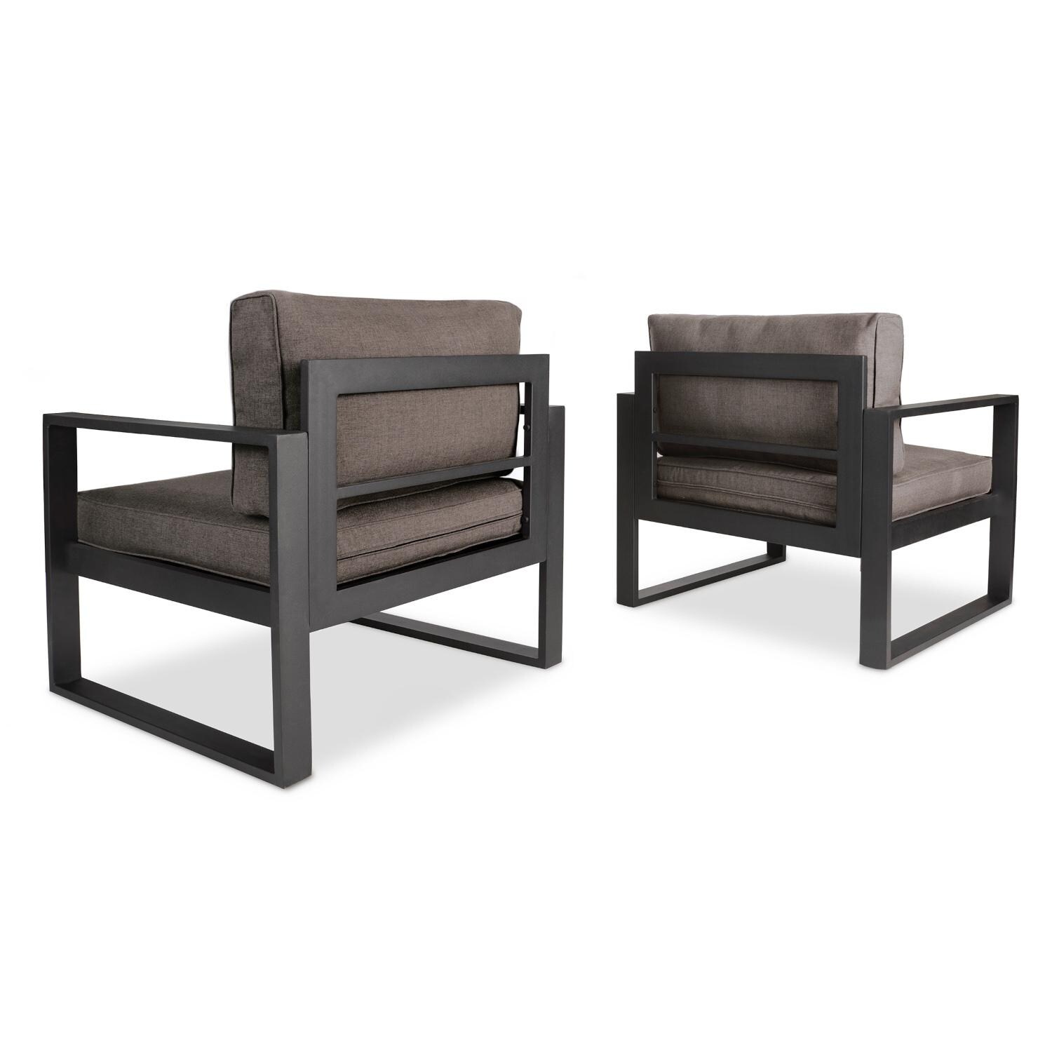Lakeview Villa Flora Black W/ Brown Cushions 2 Piece Aluminum Chair Set - Rear View thumbnail