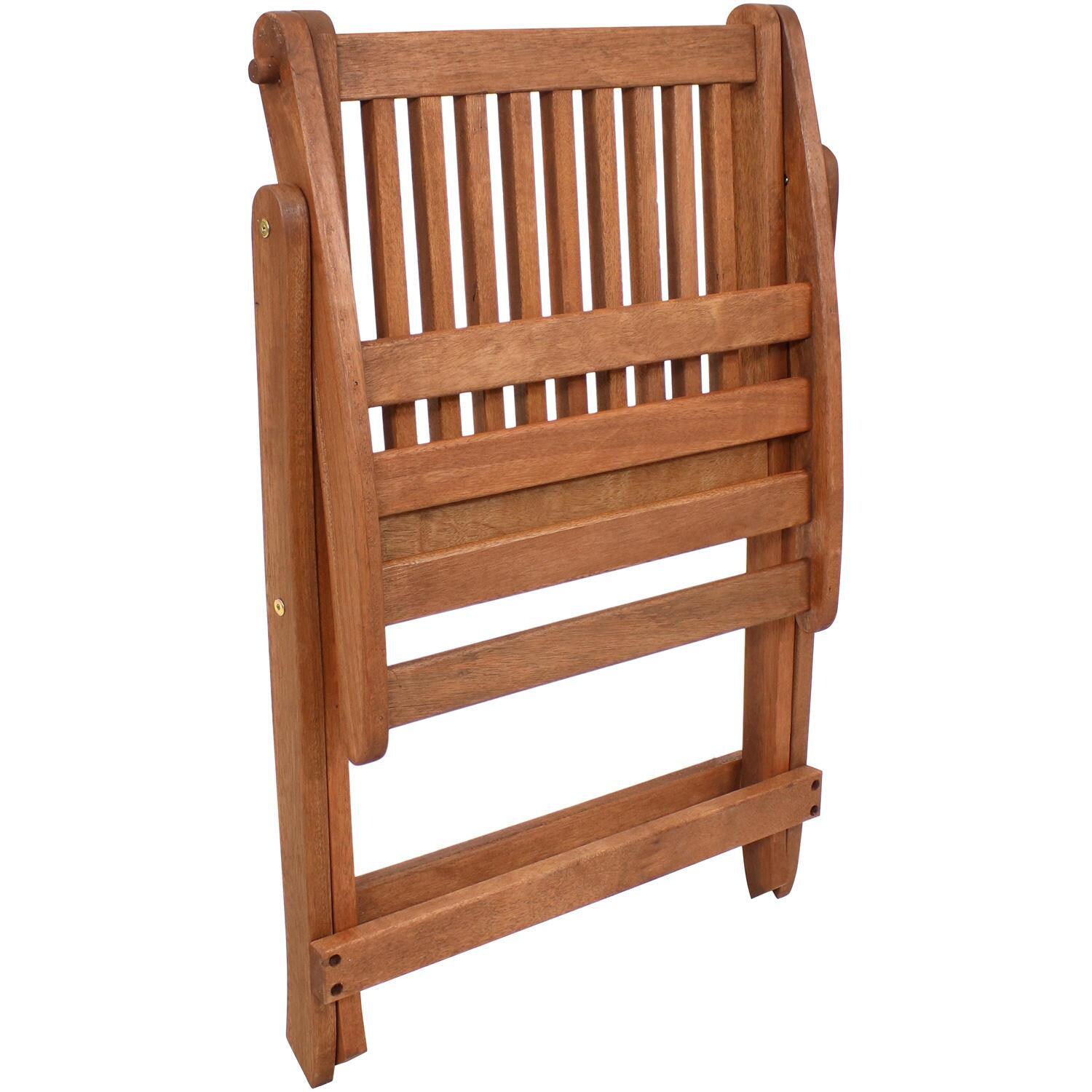Ultimate Patio Meranti Wood Outdoor Folding Bistro Chair - Teak Oil Finish - Folded View thumbnail