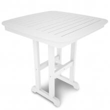 Nautical White Recycled Plastic Wood 37 Inch Square Patio Counter Height Bar Table By POLYWOOD