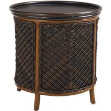 Island Estate Lanai 23 1/4 Inch Round All Weather Wicker Patio End Table W/ Removable Tray By Tommy Bahama