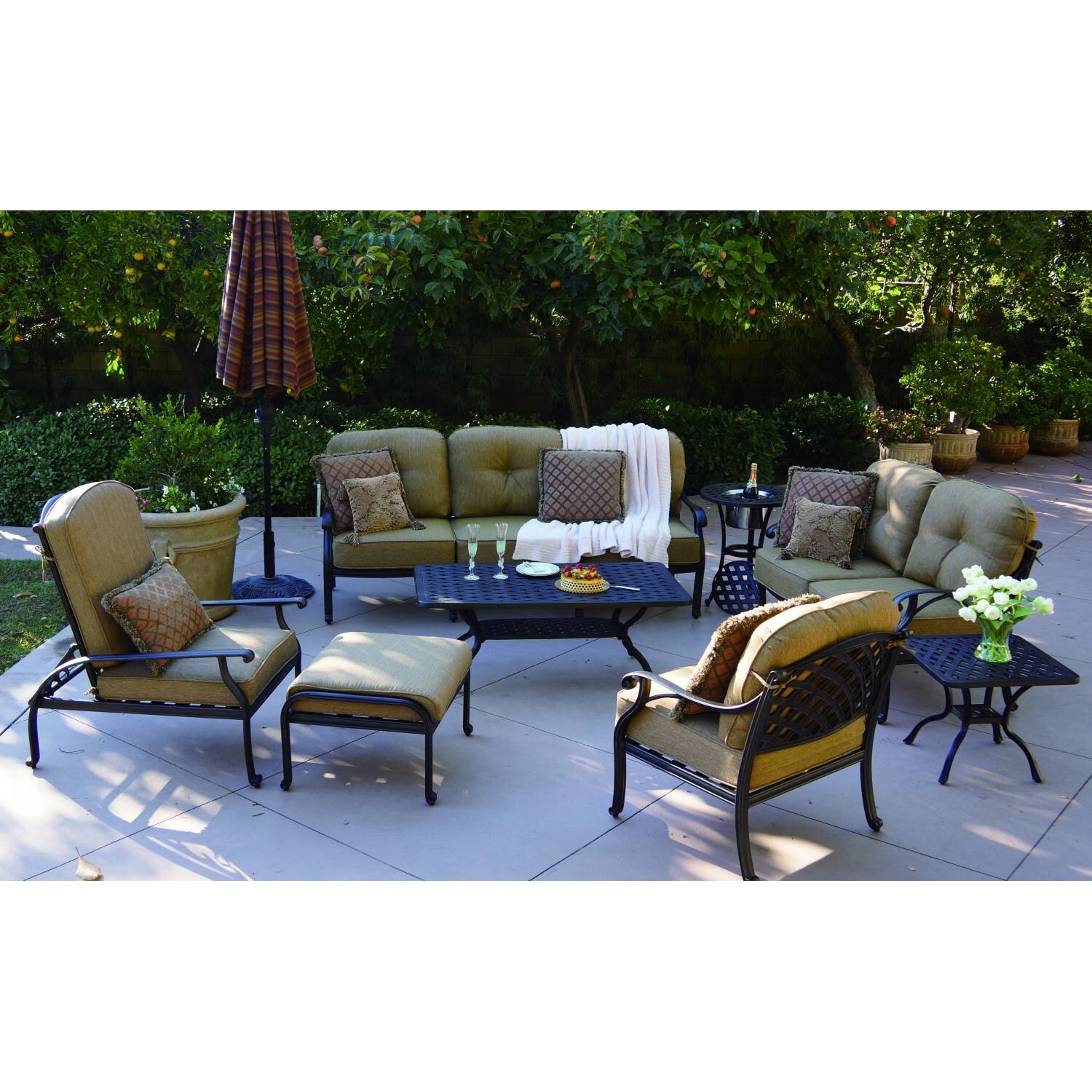 Darlee Nassau 7-Person Deep Seating Conversation Set With Ice Bucket Insert thumbnail