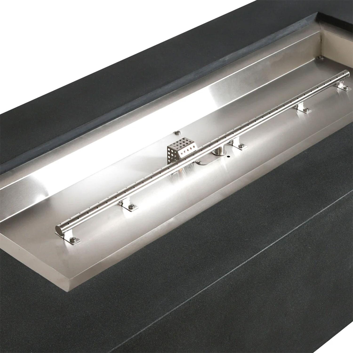 Glenwood 72-in Rectangular Concrete Natural Gas Fire Pit in Graphite by Lakeview Outdoor Designs - Burner - Detail thumbnail