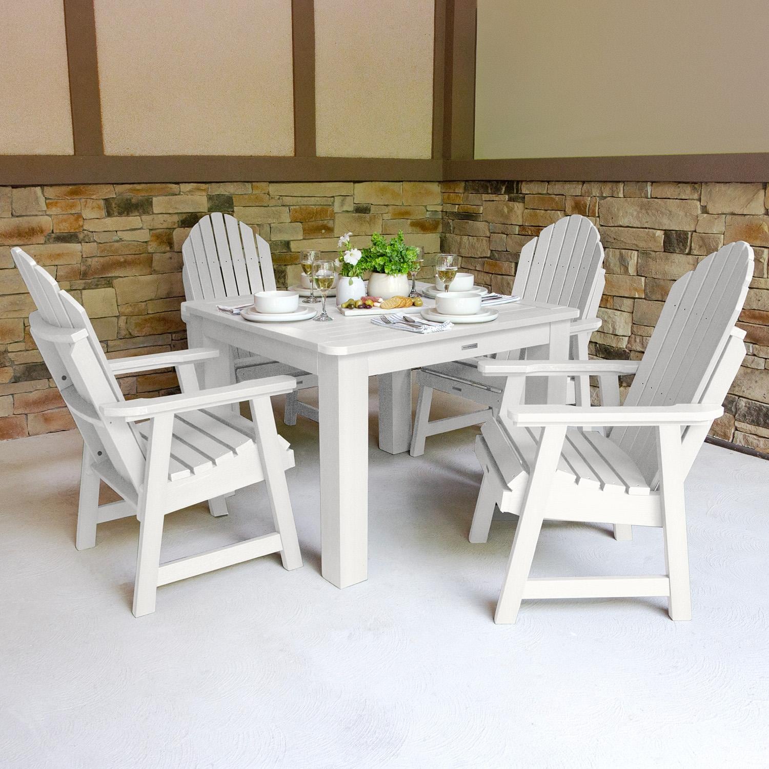 Dream Bay 5 Pc Recycled Plastic Square Dining Set in White by Lakeview Outdoor Designs