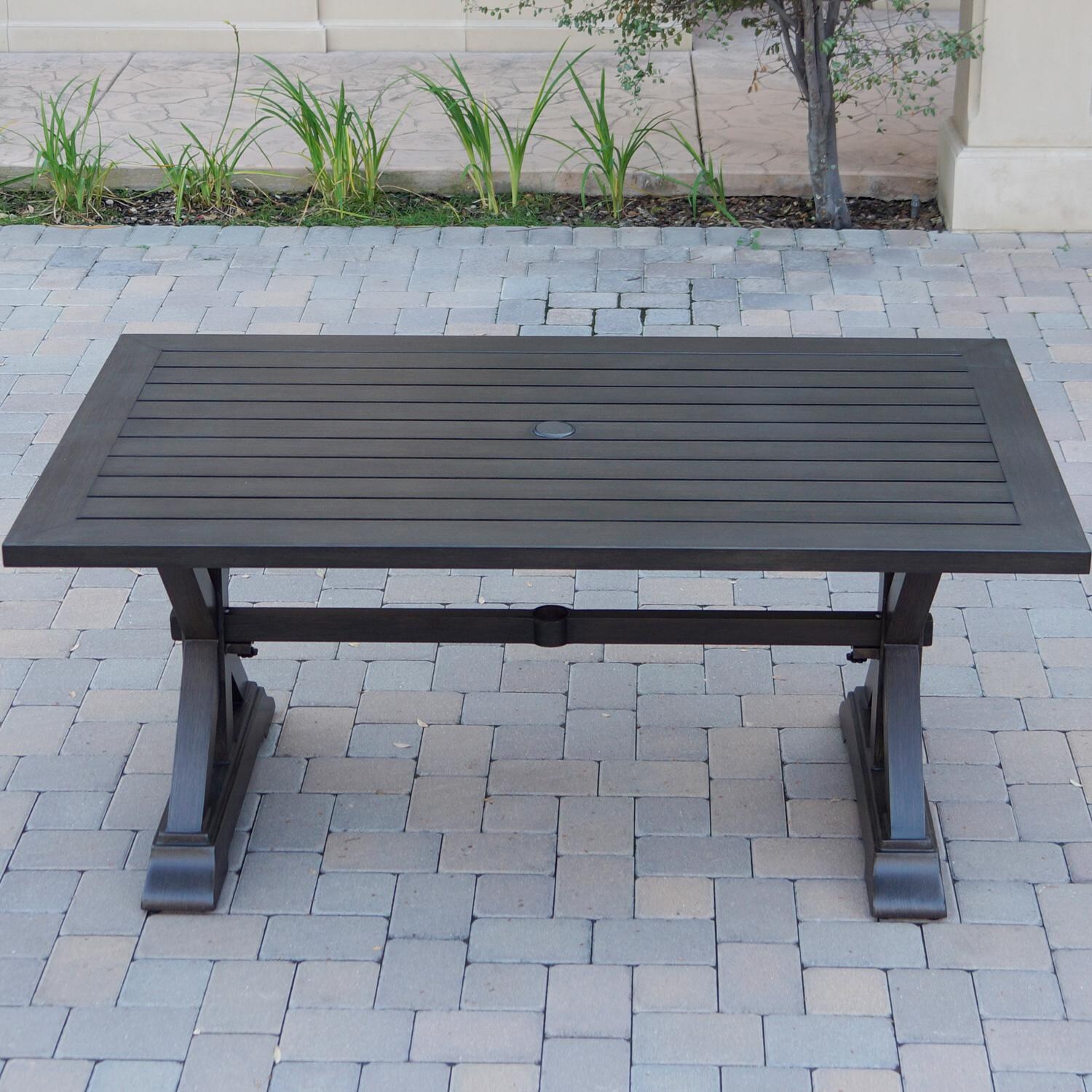 Darlee Brooklyn 7 Piece Patio Dining Set W/ 67 X 39-Inch Rectangular Dining Table & Sesame Cushions - Table Only thumbnail