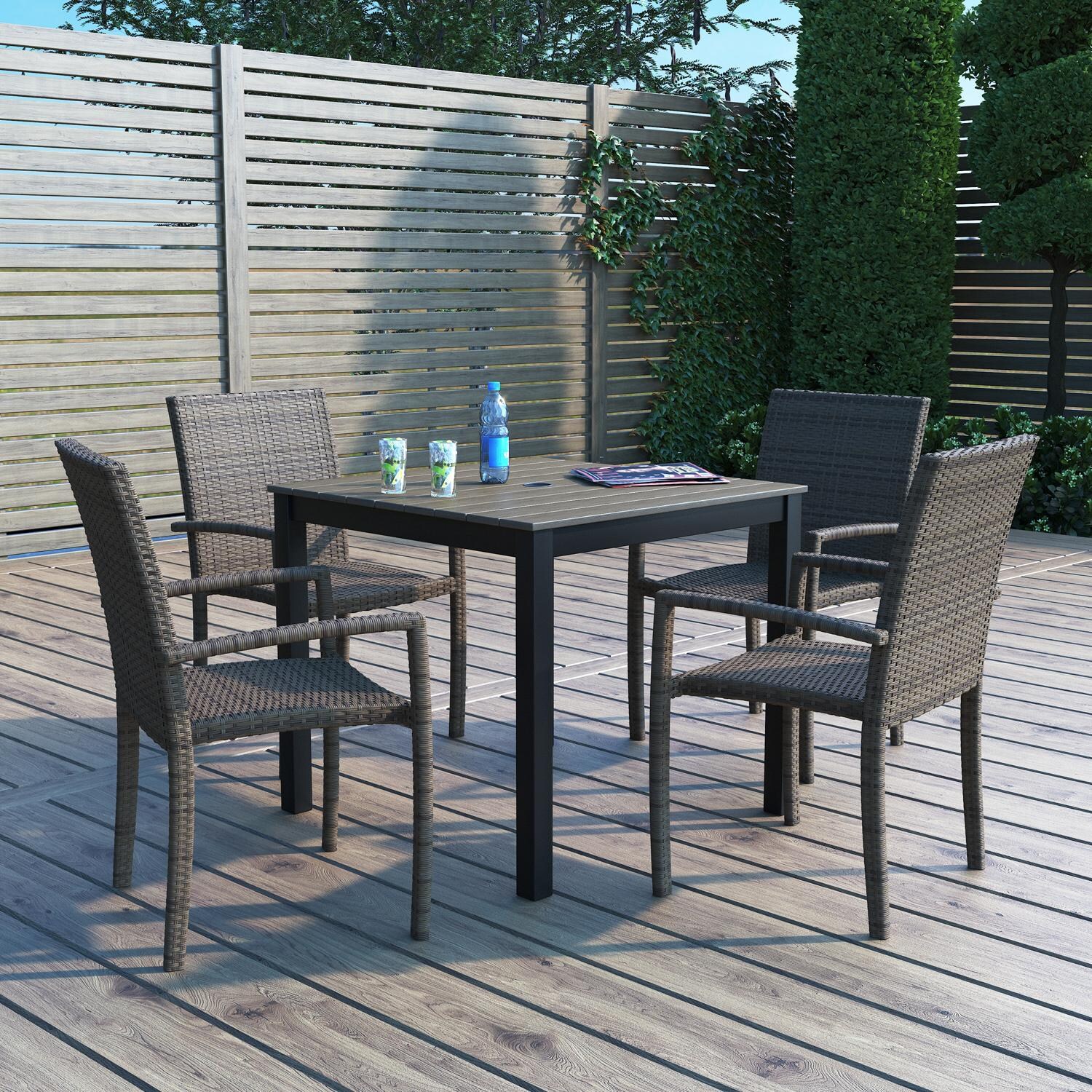 Lakeview NC2685-41SQ-5PCDINING Rosalie Bay 5 Pc Aluminum Dining Set in Brown - Set - Lifestyle thumbnail