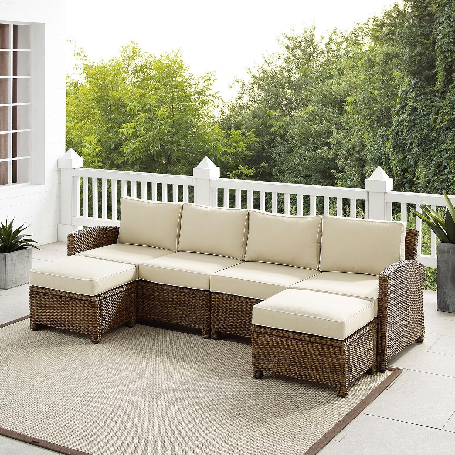 Ultimate Patio UP-92420WB-SA 4Pc Wicker Outdoor Sectional Patio Furniture Set in Sand - On Patio - Lifestyle thumbnail