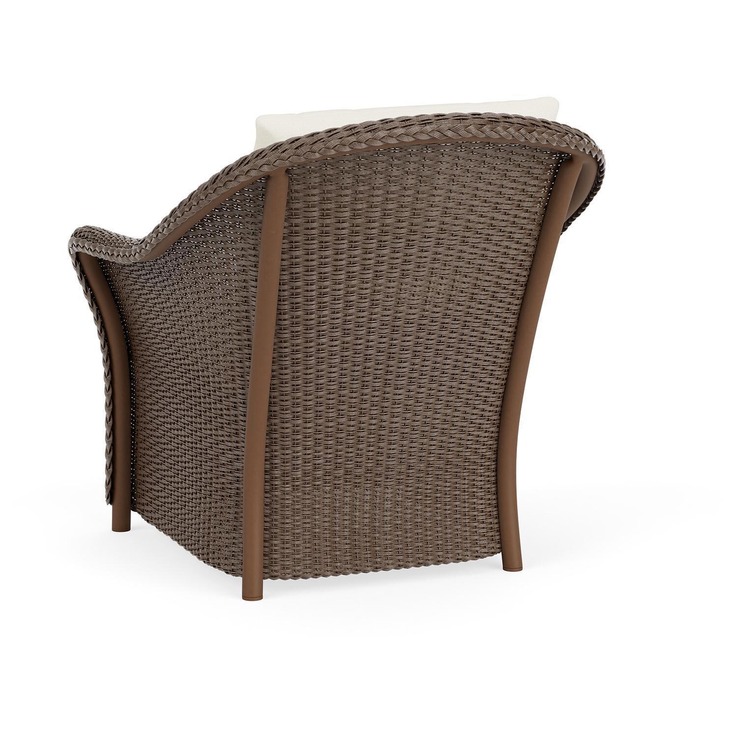 Lloyd Flanders Weekend Retreat Lounge Chair in Bark Finish W/ Sailcloth Salt Fabric - Back Left thumbnail