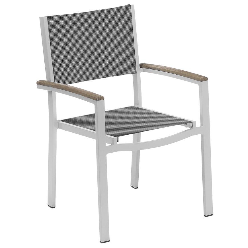 Travira Aluminum Patio Dining Arm Chair W/ Tekwood Vintage Arm Caps - Titanium Sling thumbnail