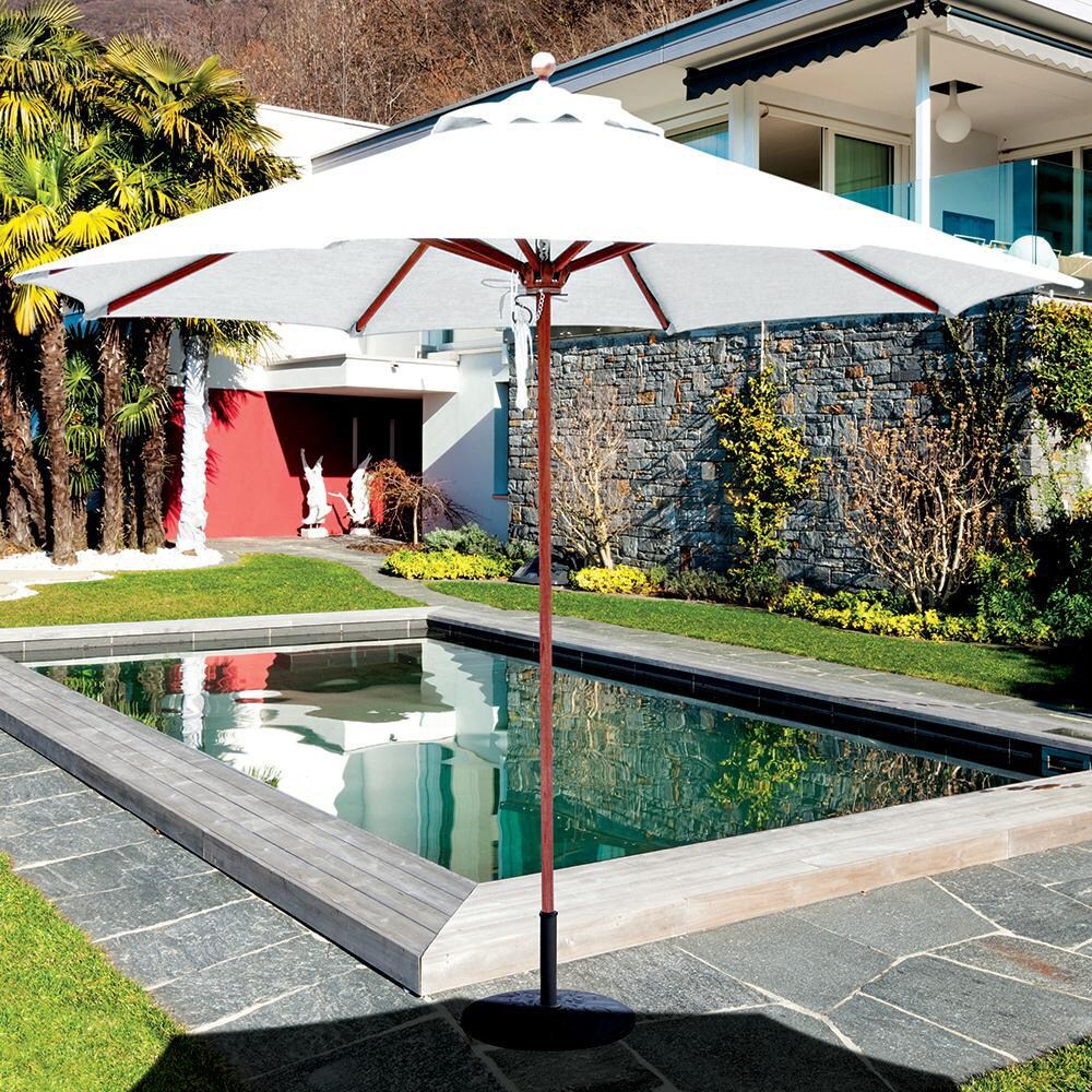 Galtech 9 Ft. Octagonal Patio Umbrella W/ Pulley Lift - Lifestyle View - Shown With Canvas Sunbrella Fabric(Umbrella Base Not Included) thumbnail