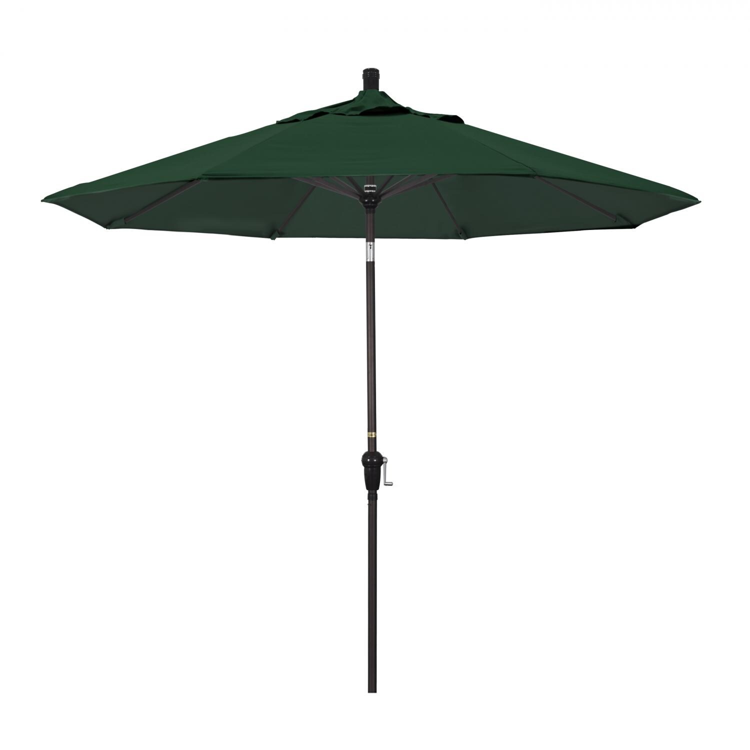 California Umbrella 9 Ft Octagonal Aluminum Auto Tilt Patio Umbrella W/ Crank Lift & Aluminum Ribs - Bronze Frame / Sunbrella Canvas Forest Green Canopy thumbnail