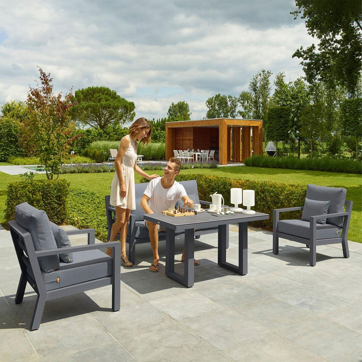 Timber 4 Pc Aluminum Lounge Seating Set w/ Coffee Table By KETTLER