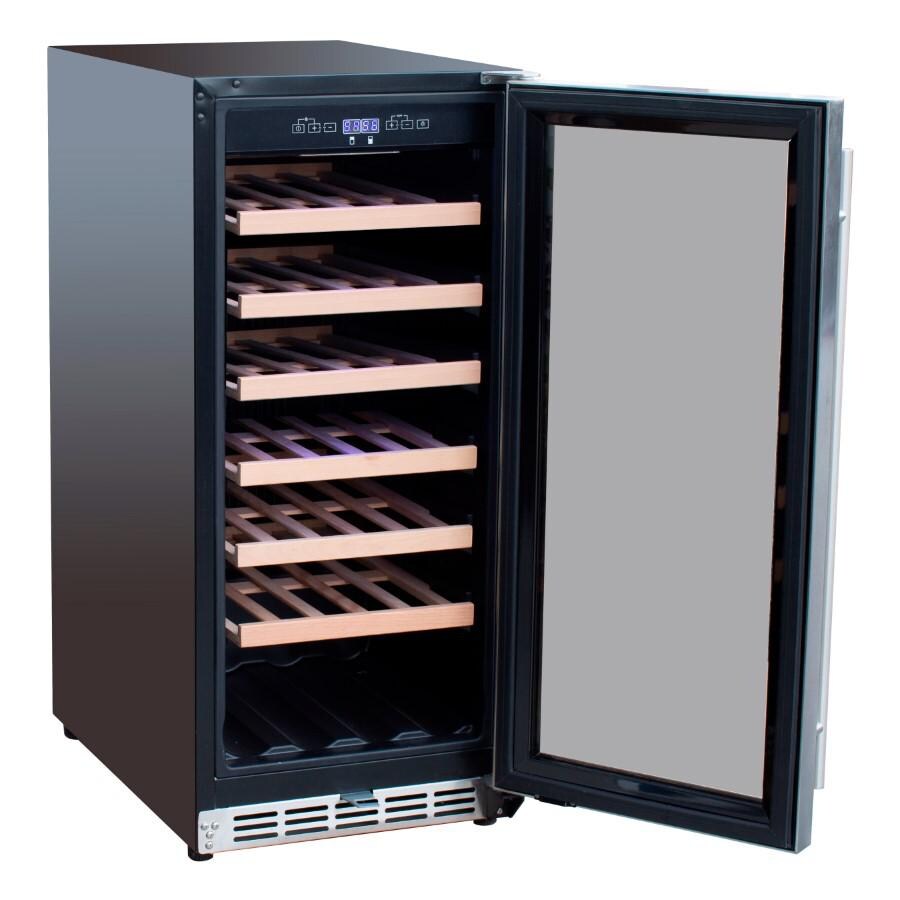 American Made Grills AMG-RFR-15W 15-Inch Outdoor Rated Wine Cooler - Open Angled View thumbnail