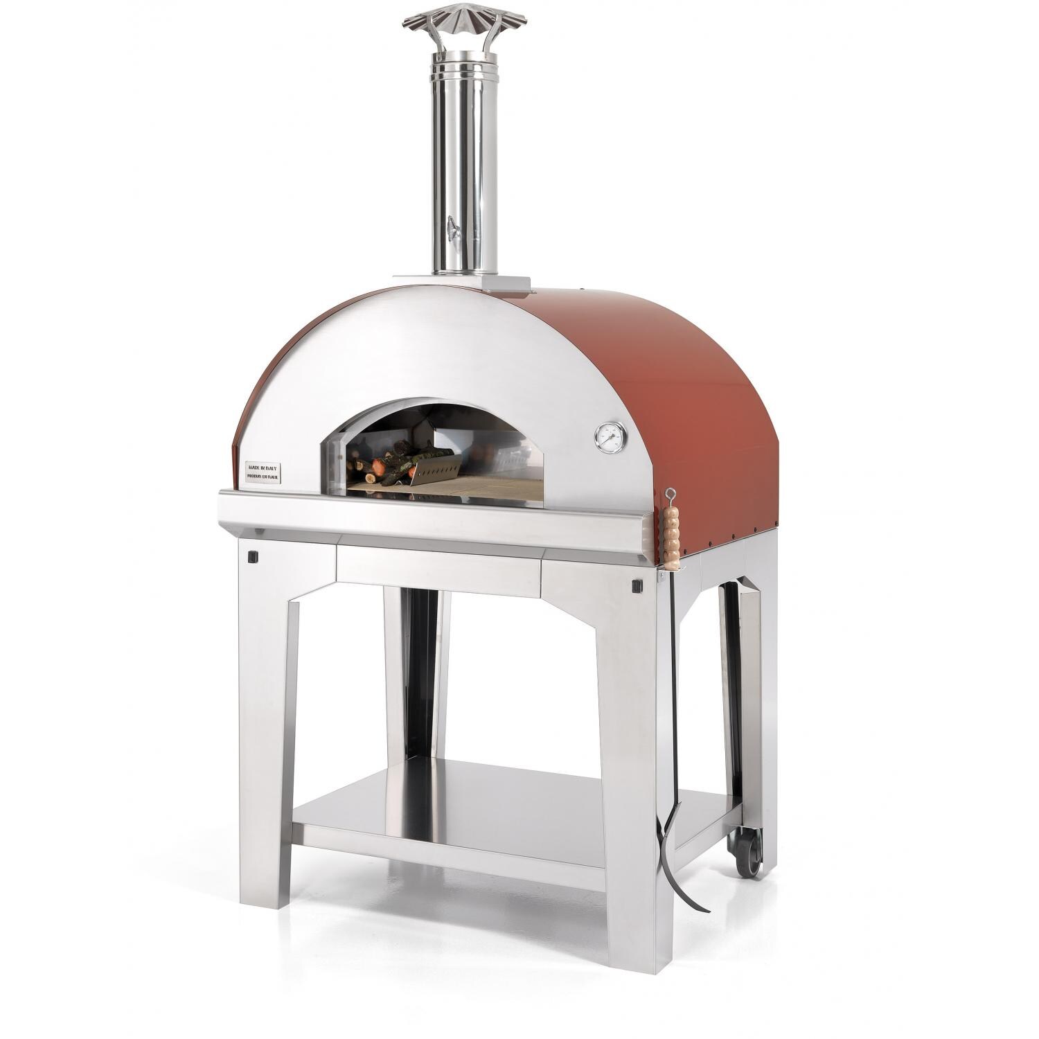 Fontana Forni Forno Toscano Mangiafuoco 39-Inch Outdoor Wood-Fired Pizza Oven - Red