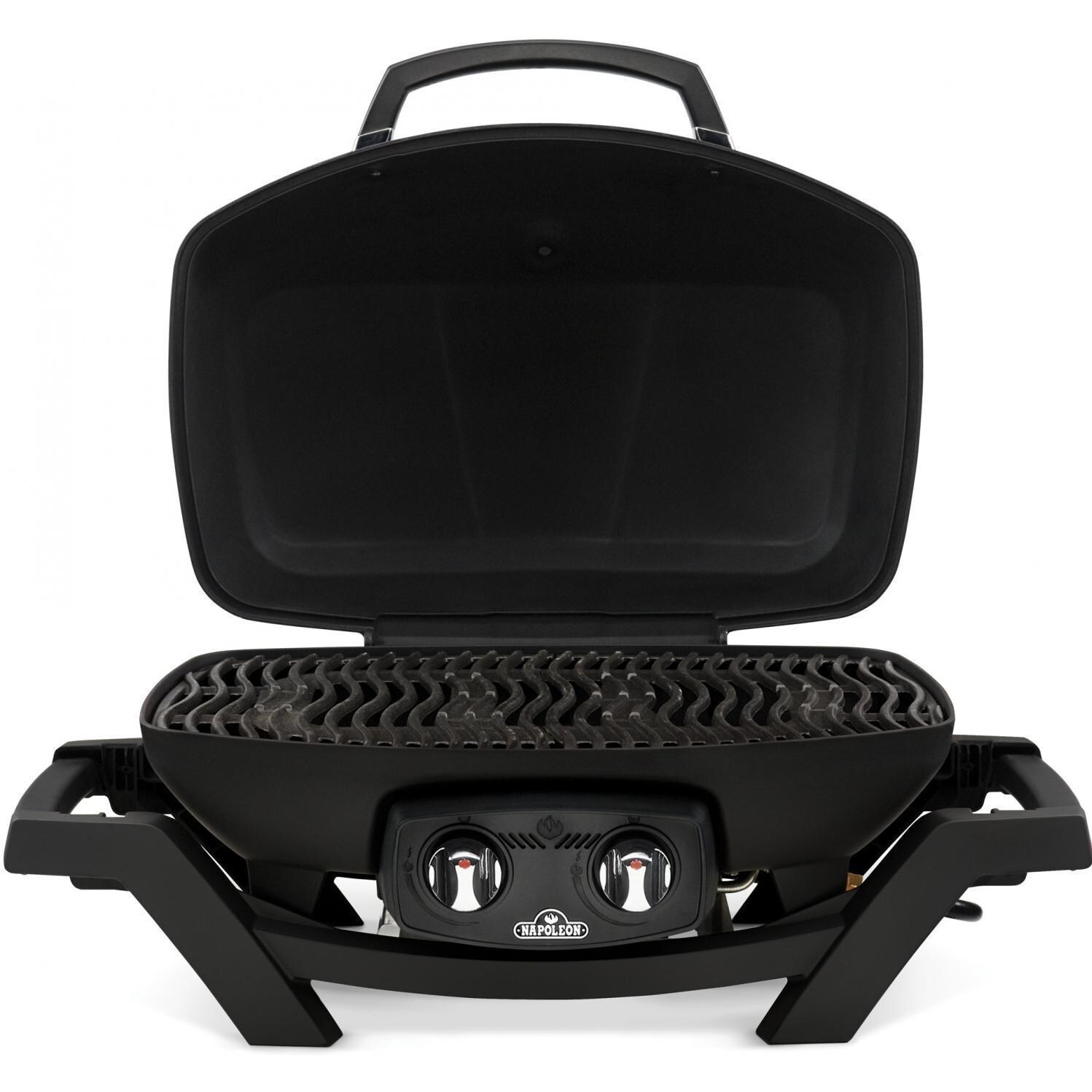 Napoleon PRO285-BK TravelQ PRO 285 Portable Propane Gas Grill - Black - Lid Open - White Background thumbnail