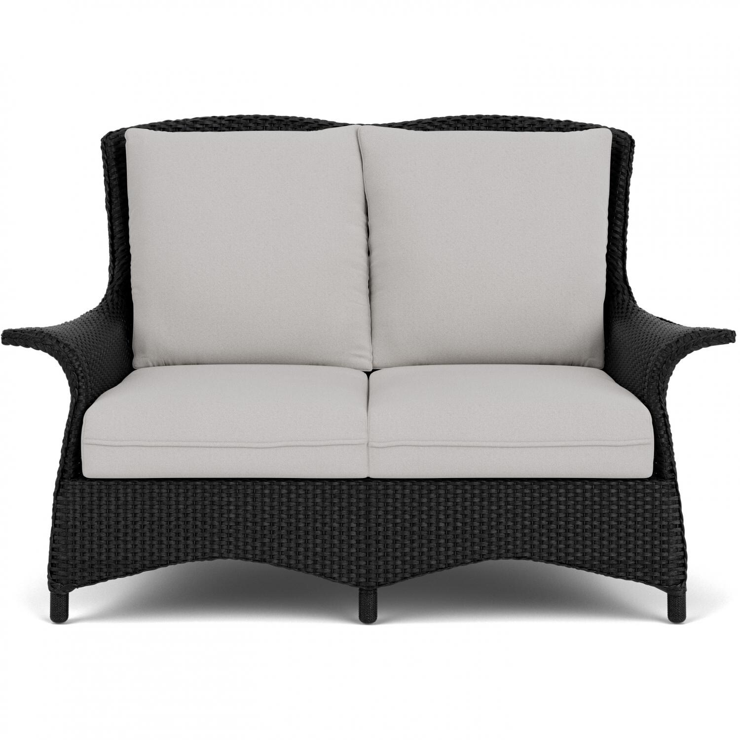 Lloyd Flanders Mandalay Loveseat in Ebony Finish with Tundra Dove fabric thumbnail