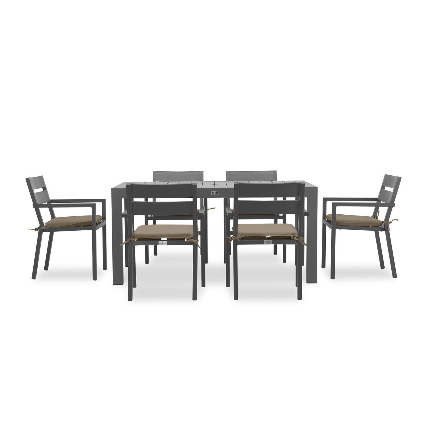 Calm Bay Classic 5 Pc Rectangular Dining Set in Slate/Heather Beige by Lakeview - White Background thumbnail