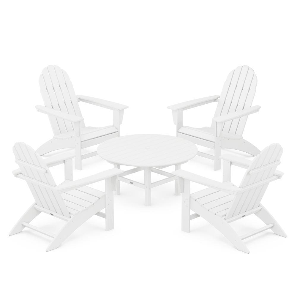 POLYWOOD Vineyard 5 Pc Recycled Plastic Adirondack Seating Set in White by - PWS703-1-WH