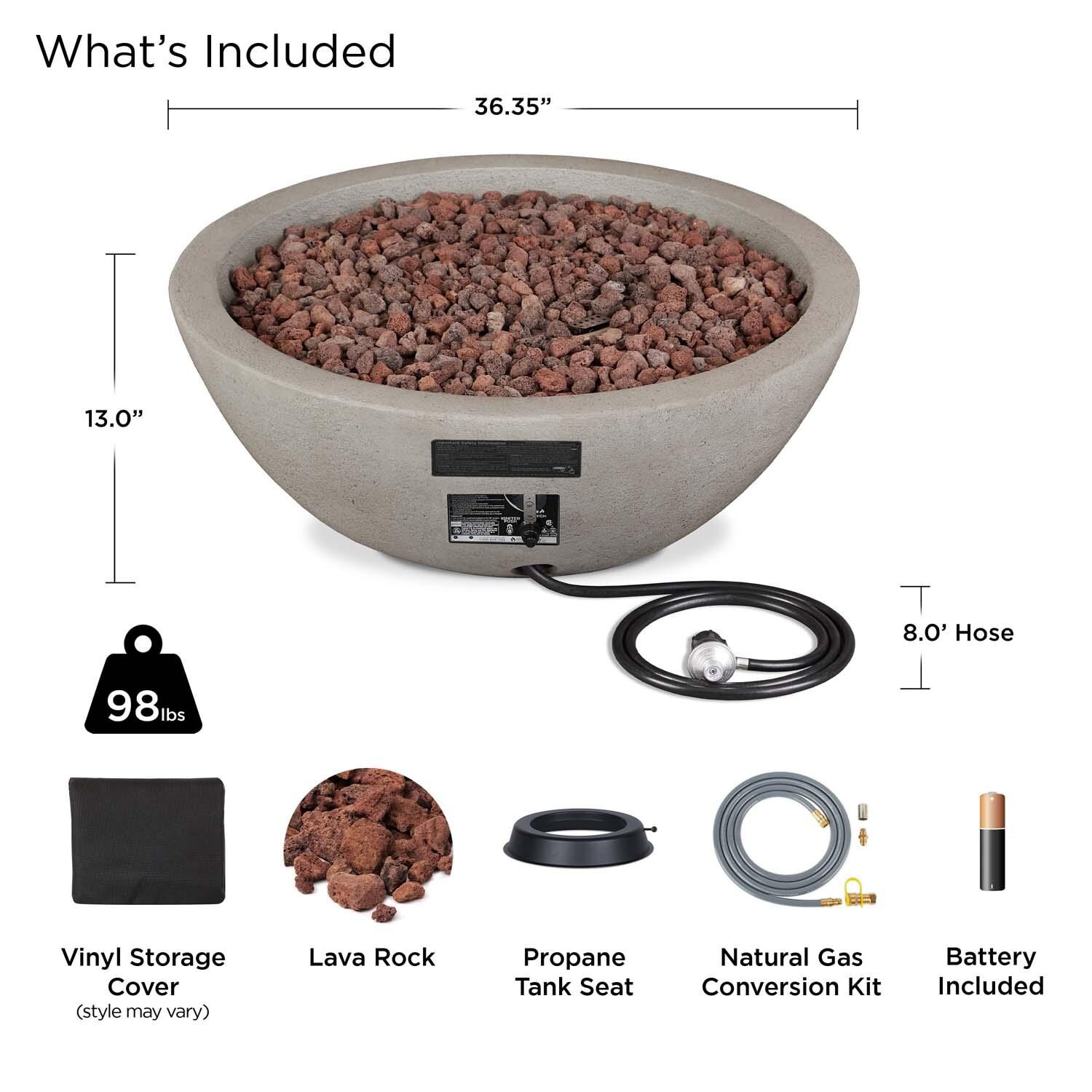 Creekwood 36 Inch Round MGO Propane Fire Bowl in Glacier Gray by Lakeview Outdoor Designs - Included thumbnail