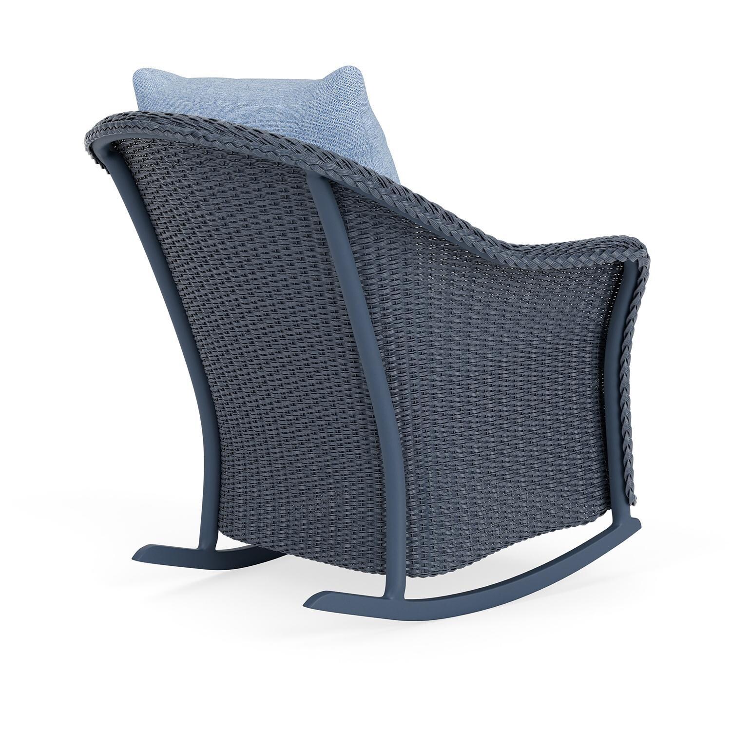 Lloyd Flanders Weekend Retreat Lounge Rocker in Denim Blue Finish W/ Demo Skyway Fabric - Back Right thumbnail