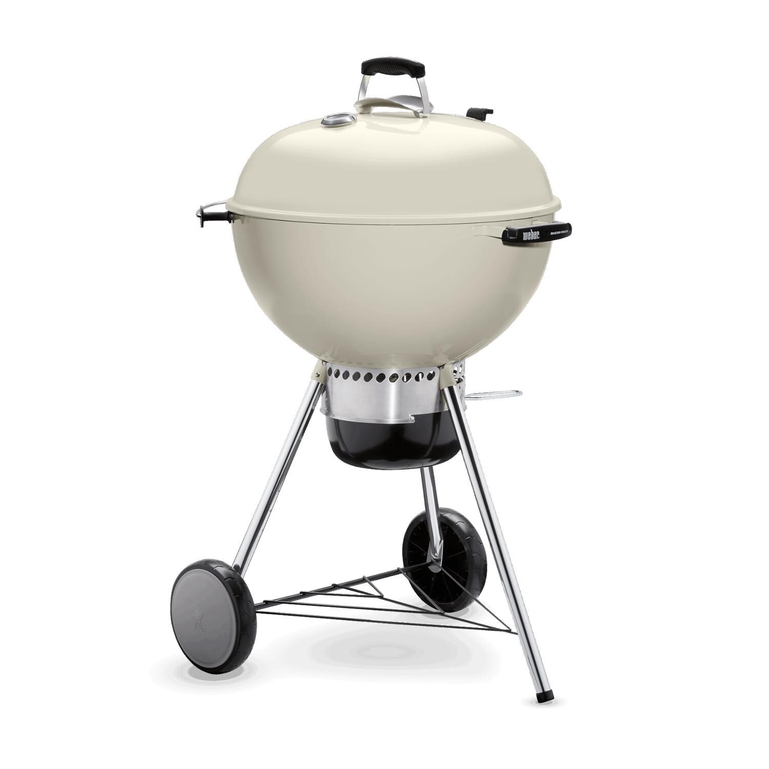 Weber 14505601 22-Inch Ivory Charcoal Grill - Side View thumbnail