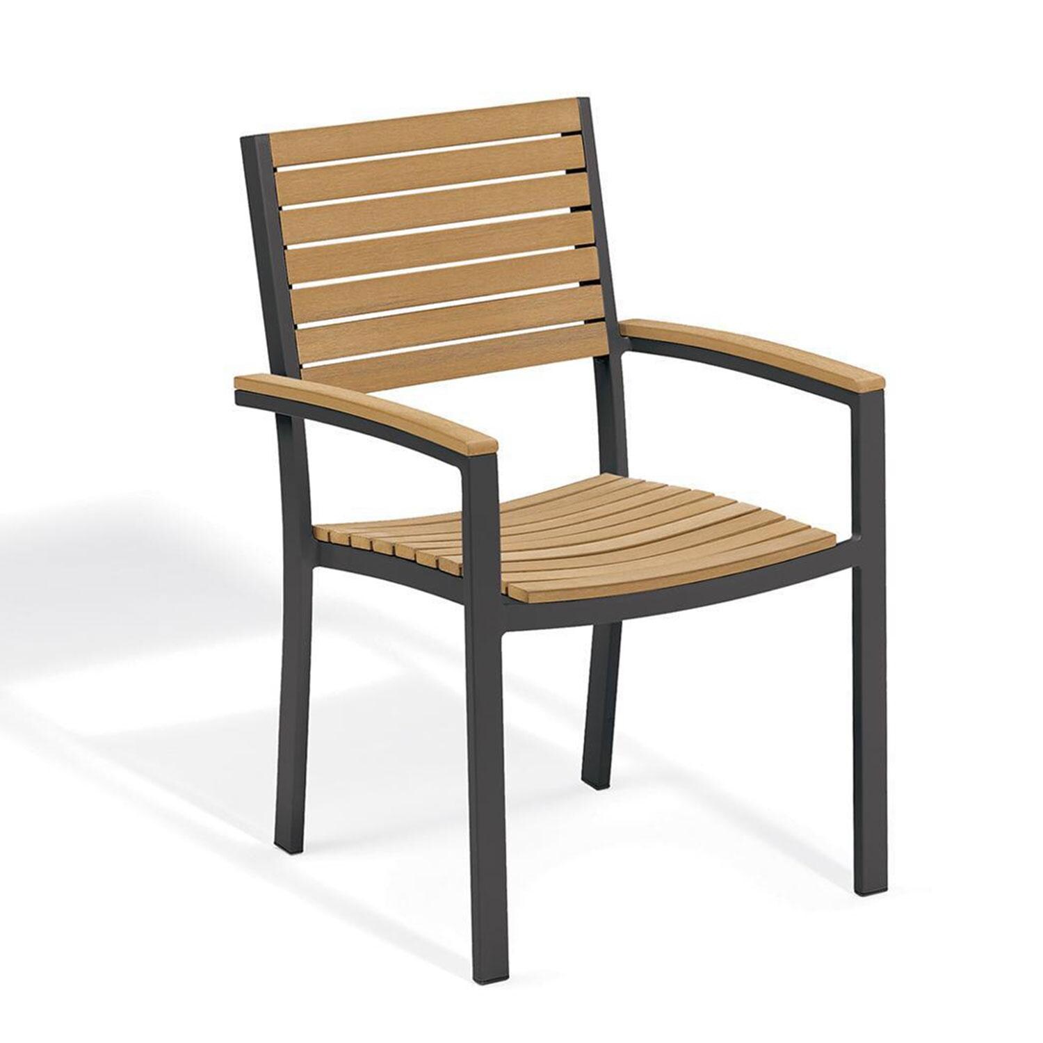 Oxford Garden Travira 6 Piece Carbon Aluminum Patio Dining Set - Natural Tekwood Armchair thumbnail