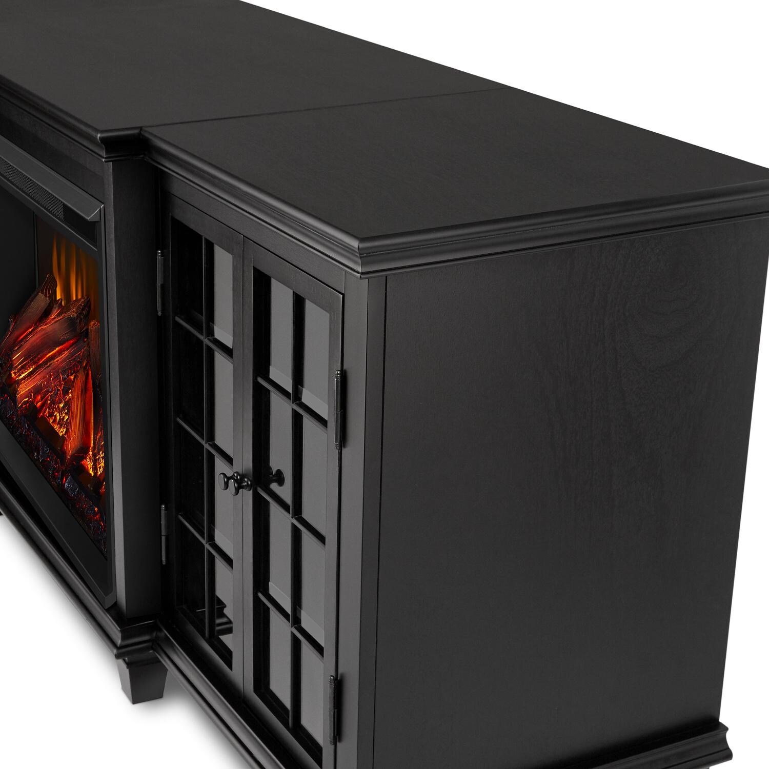 Real Flame - 2770E-BK - Marlowe 70-Inch Electric Fireplace Entertainment Center - Black - Corner Detail thumbnail