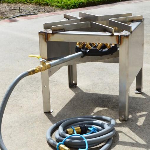 The St. Romain Cooker 130,000 BTU Natural Gas Patio Burner And Stainless Steel Stand - NG20SS