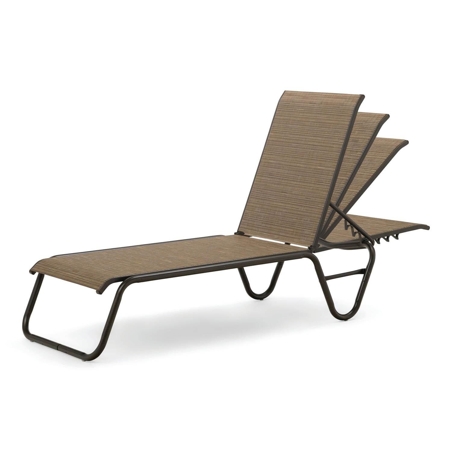 Gardenella Sling Four-Position Lay Flat Stacking Armless Chaise - Back Positions - Textured Aged Bronze/Bark thumbnail