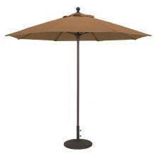 Galtech 9 Ft. Bar Height Octagonal Aluminum Patio Market Umbrella W/ Push Lift - Black Frame W/ Sunbrella Canvas Teak Canopy image