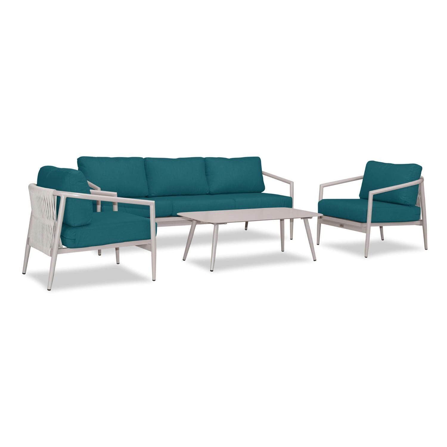 Lakeview Midnight Cove 4 Pc Aluminum Sofa Seating Set in Urban Stone/Carrera/Spectrum Peacock - Angled - White Background thumbnail