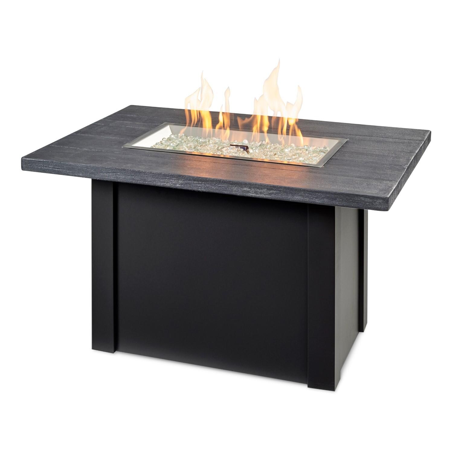 Havenwood 44 Inch Fire Pit Table W/ Carbon Grey Top & Black Base - Flames - White Background thumbnail