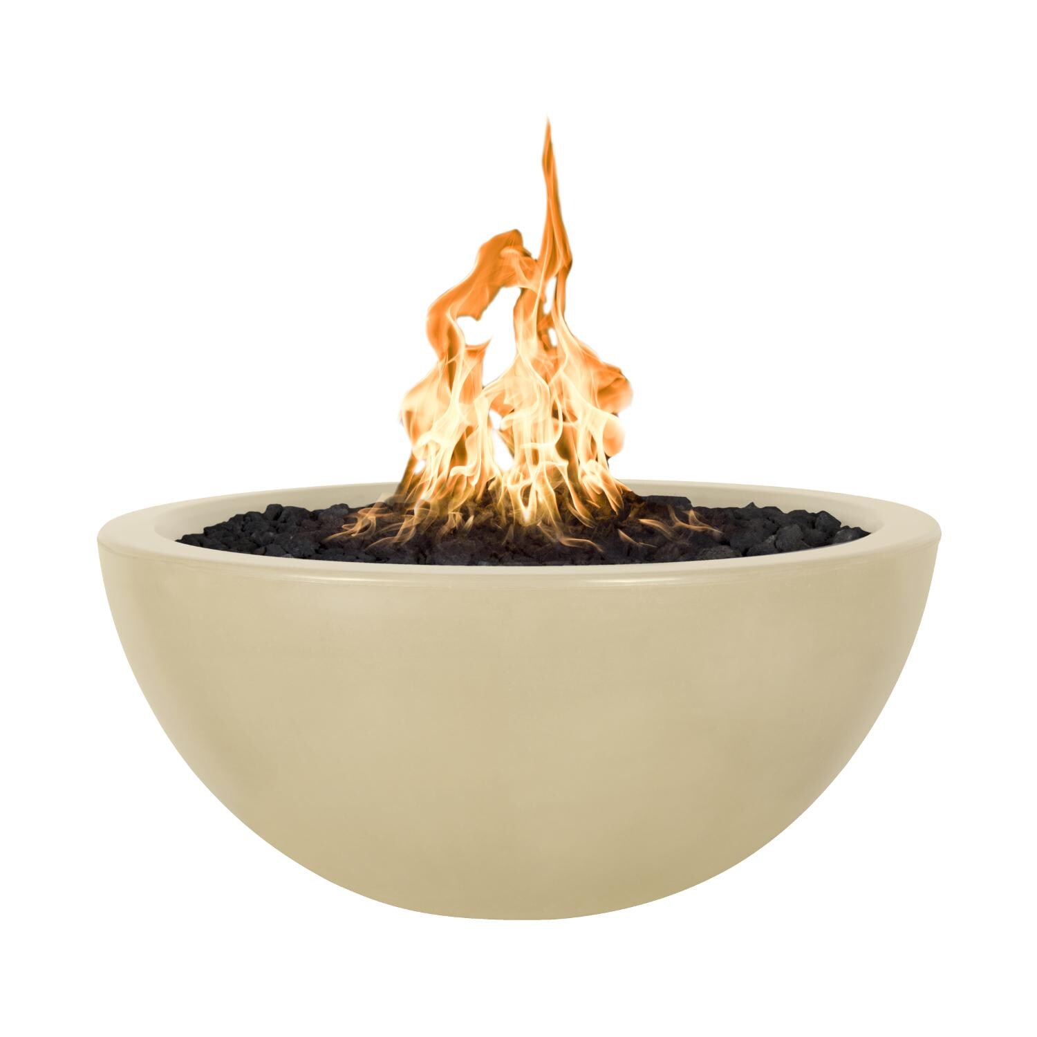 Luna 30-in Round GFRC Propane Fire Pit in Vanilla by The Outdoor Plus