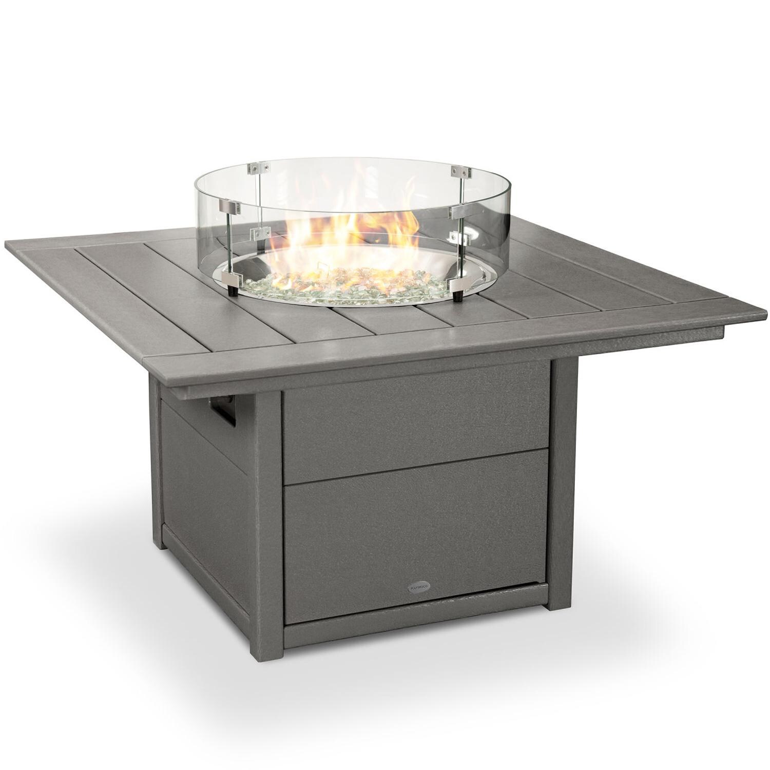 POLYWOOD 42-Inch Square Propane Fire Pit Table - Slate Grey thumbnail