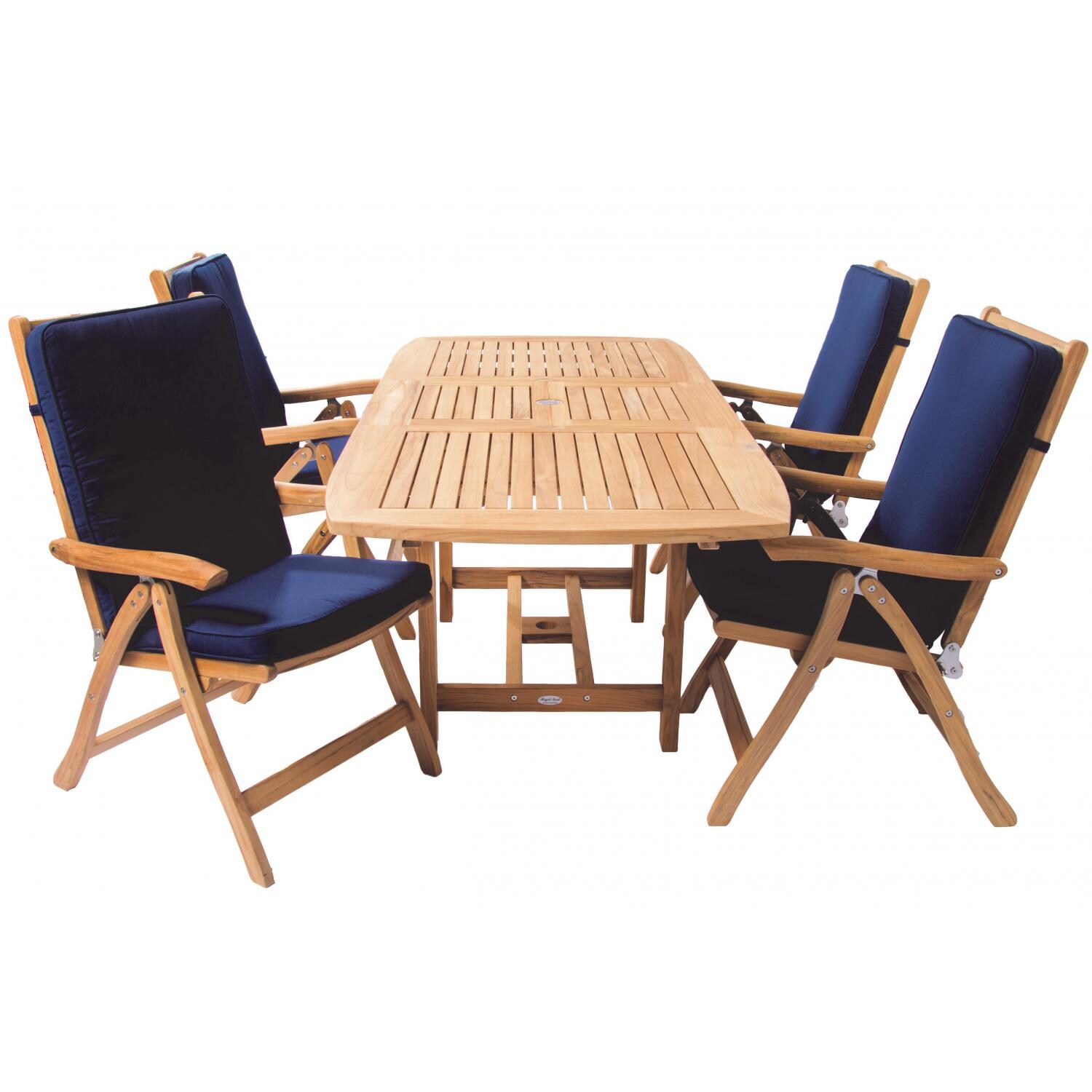 Royal Teak Collection Family 72 X 39 Inch Rectangular Teak Patio Dining Table With Extension - Side View thumbnail