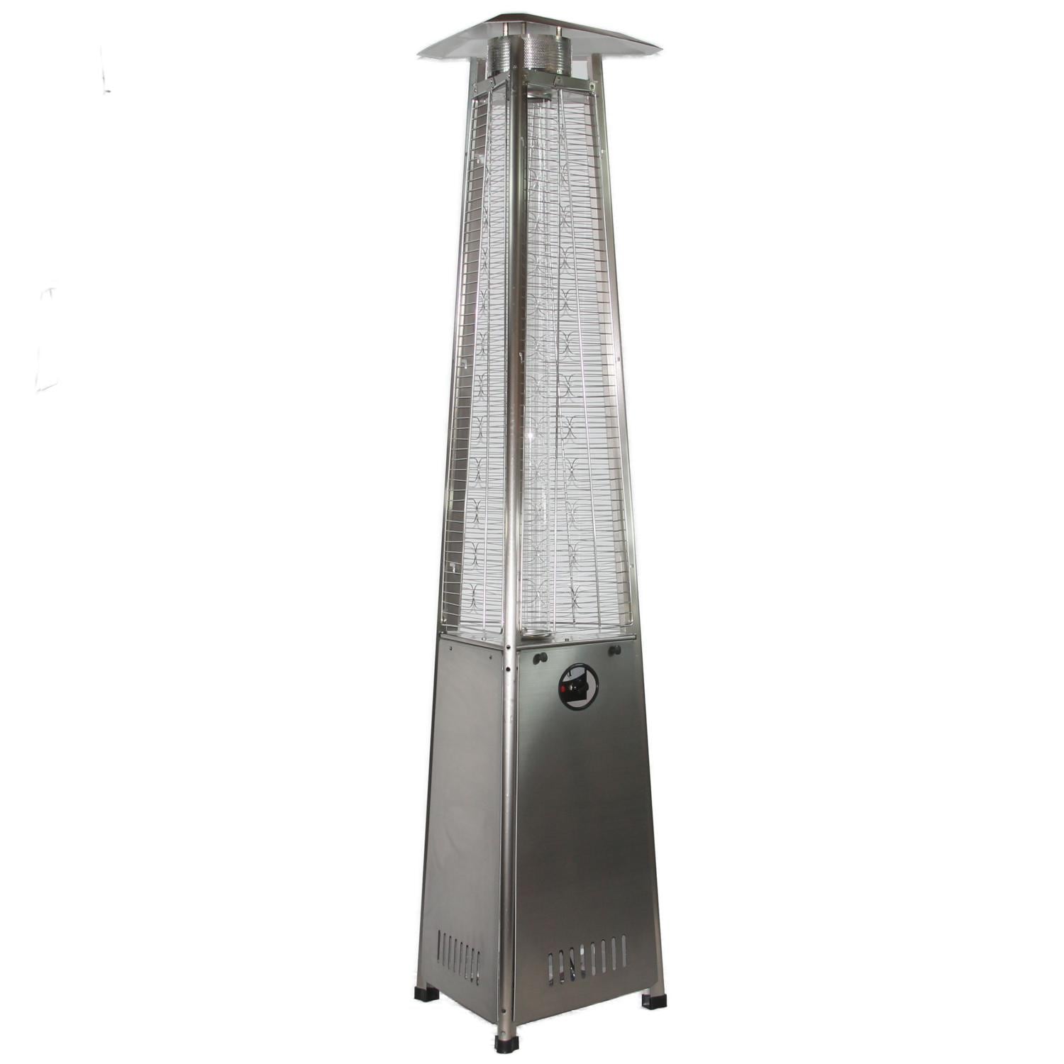 RADtec PYR-SSP 93-Inch Pyramid Flame 41,000 BTU Propane Patio Heater - Stainless Steel - Side View thumbnail