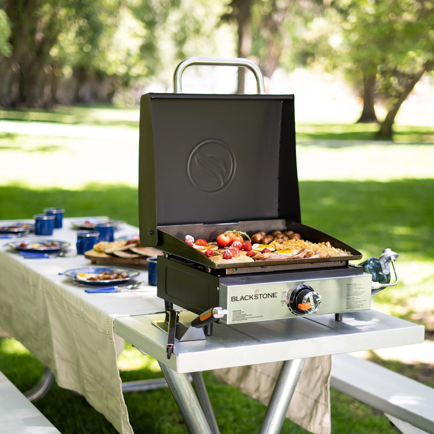 Blackstone - 1814 - Original 17-Inch Tabletop Griddle W/ Hood - Cooking For A Picnic thumbnail