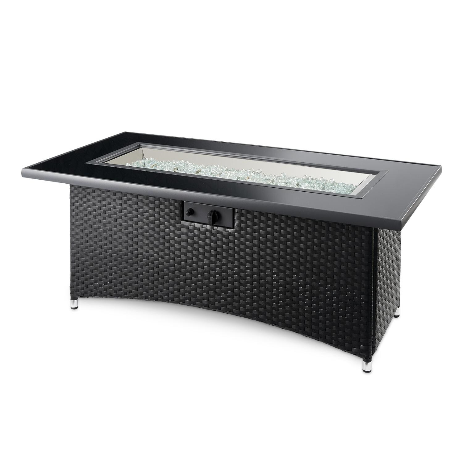 The Outdoor GreatRoom Company Montego Linear Gas Fire Pit Table - Absolute Black - No Flame thumbnail