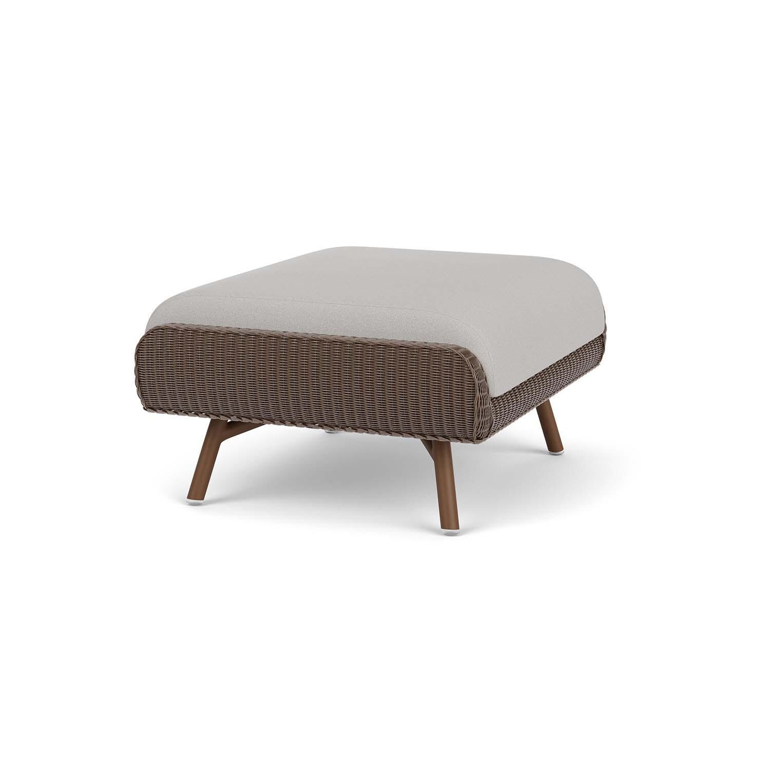 Lloyd Flanders Essence Ottoman W/Tundra Dove Fabric - Bark Finish - Angled thumbnail