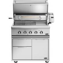 DCS Heritage 36-Inch Freestanding Propane Gas Grill With Infrared Burner Kit & Griddle On DCS CAD Cart - BH1-36RGI-L