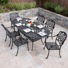 Roxbury 7 Piece Cast Aluminum Patio Dining Set W/ 86 X 42 Inch Oval Table By Darlee