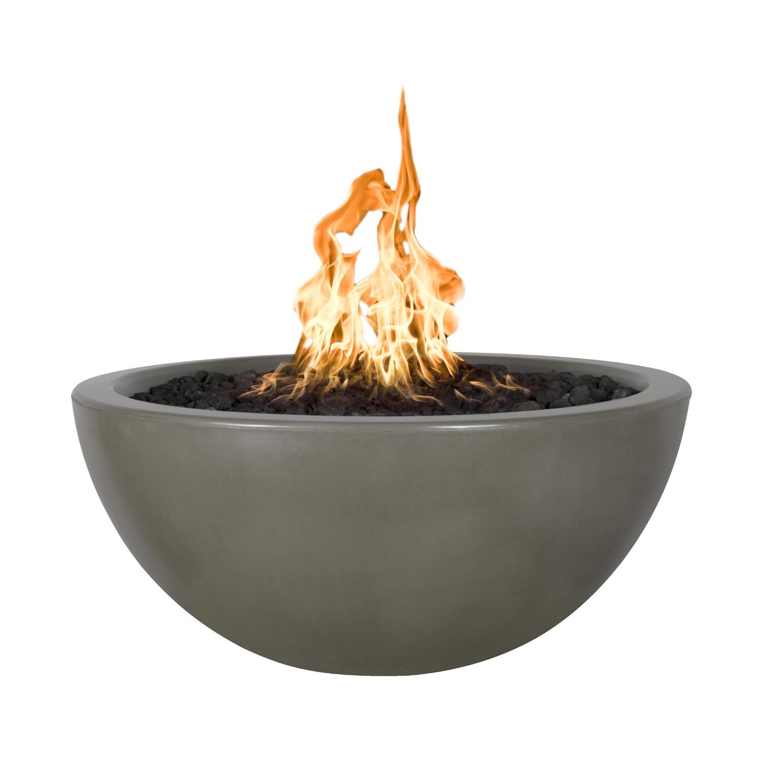 Luna 30-in Round GFRC Natural Gas Fire Pit in Ash by The Outdoor Plus
