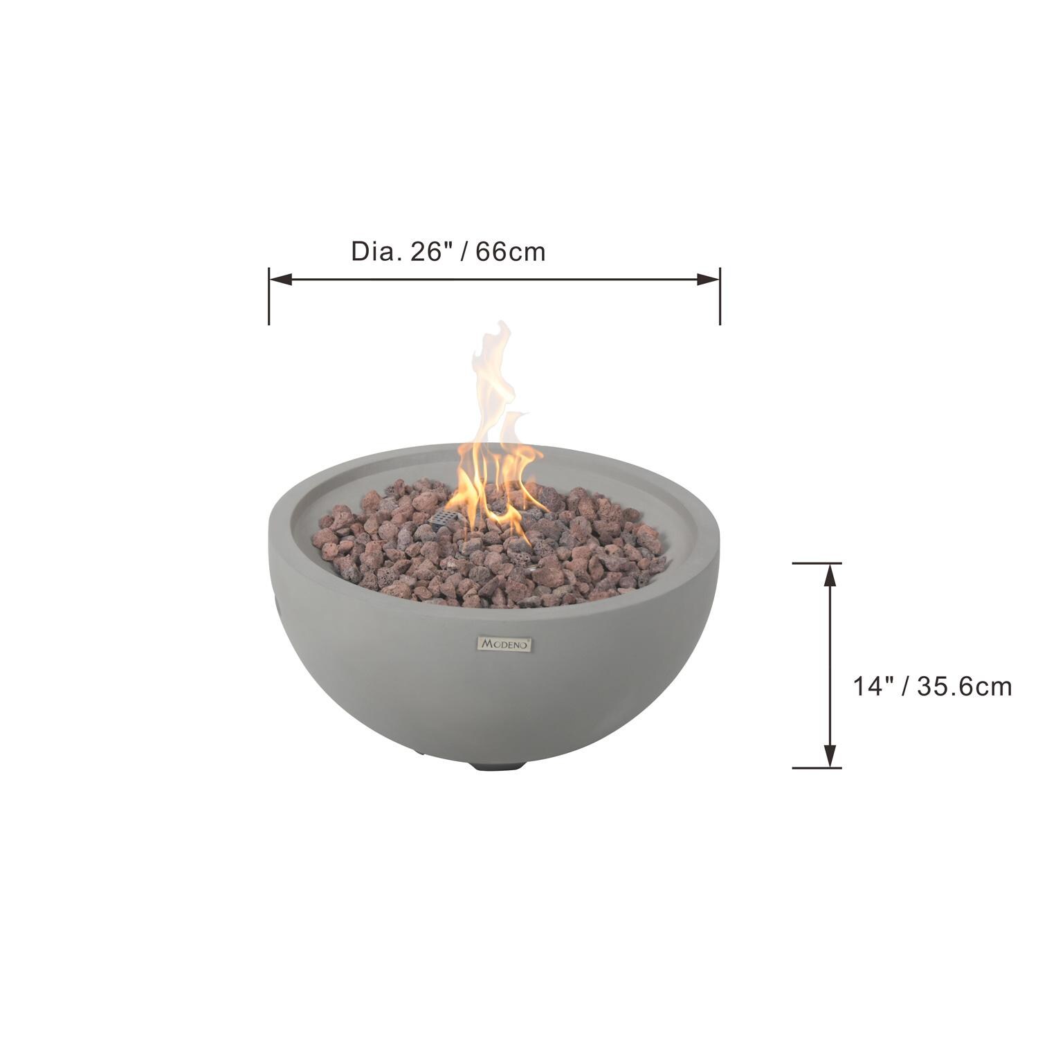 Elementi OFG116-NG Modeno Nantucket 26-Inch Natural Gas Fire Bowl - Dimensions thumbnail